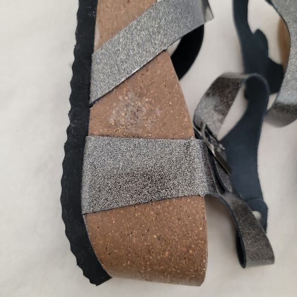Project Cloud Memory Foam Wedge Sandal Heel Sz 6 / 37 Brown Pewter Suede Leather - Picture 10 of 11